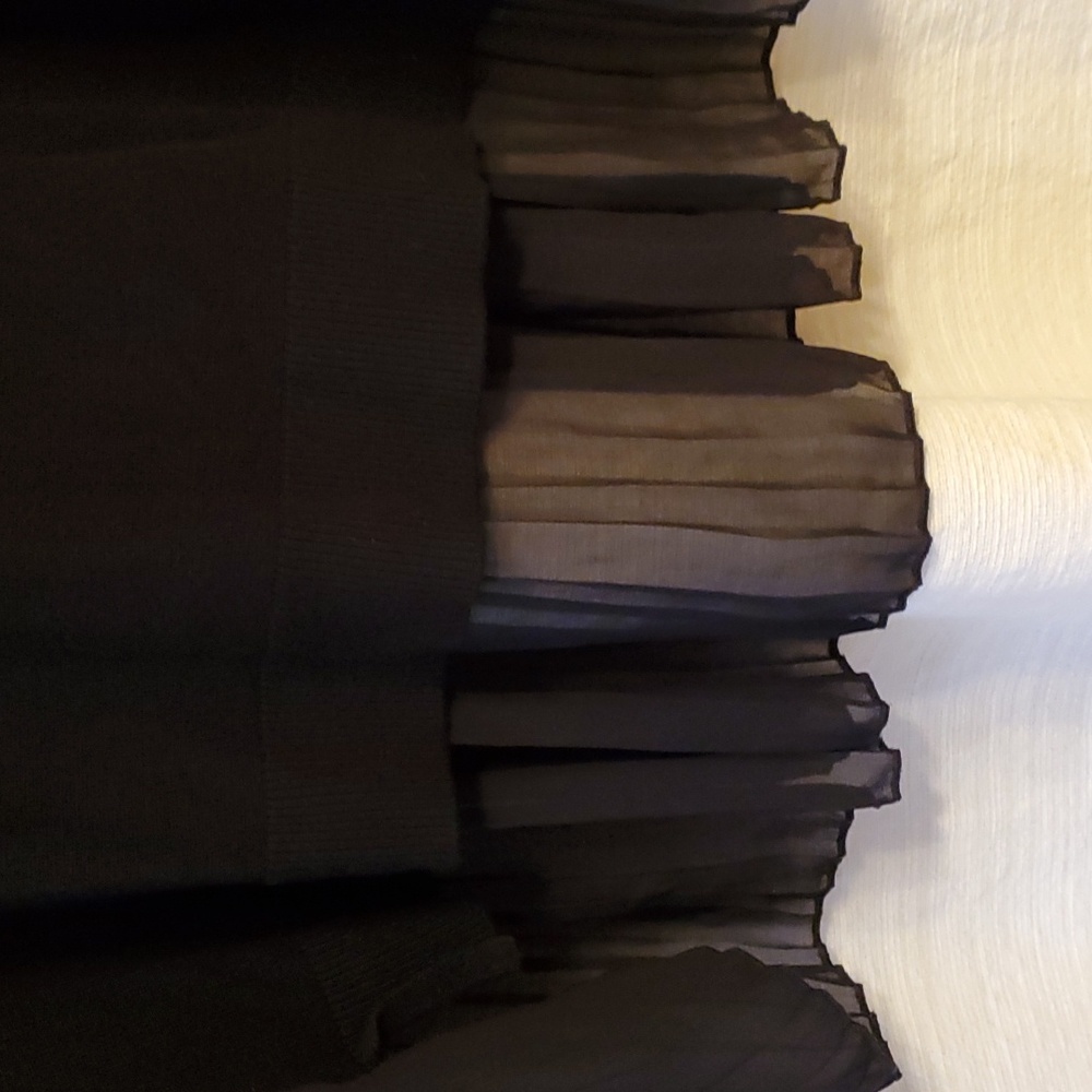 EXPRESS Long Sleeve Sweater Sheer Pleated on Half of Back Black Medium - Picture 5 of 8